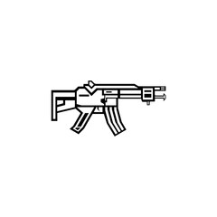 Assault Rifle icon in outline mode. Vector illustration in trendy style. Editable graphic resources for many purposes.