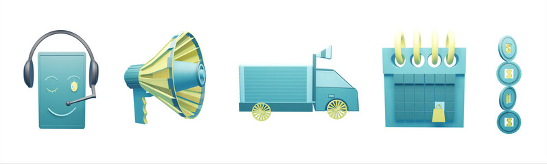 3D icon sale collection rendered isolated on the white background