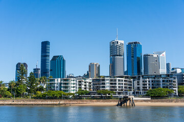 Fototapeta na wymiar High rise buildings in Kangaroo Point. Brisbane, Australia.