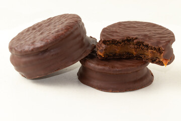 Alfajor isolated on white background.