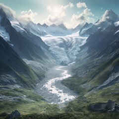 Breathtaking view of a glacierfilled valley 