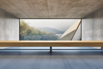 Wooden Bench in front of a Spacious Window with Natural Light