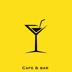 Cafe and bar logo vector. Cocktail concept vector logo design.