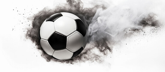soccer ball with smoke on white background , Generative AI