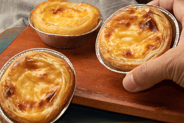 Portuguese traditional custard tart. .