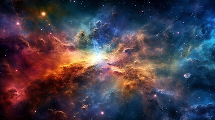 Fototapeta na wymiar Science fiction in awesome cosmic image. Nebula and galaxies in space.