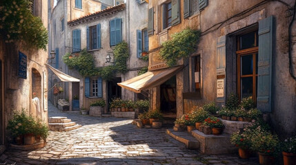 Fototapeta na wymiar art beautiful old town of Provence. Beautiful old street