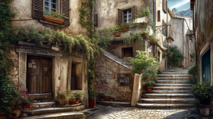 Fototapeta na wymiar Beautiful old street. art beautiful old town of Provence