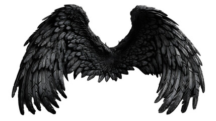 black angel wings ornament isolated on a transparent background ,generative ai