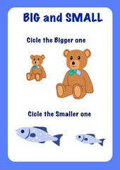 Learning page big and small for kids