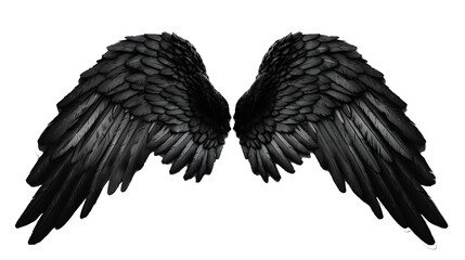 black angel wings ornament isolated on a transparent background ,generative ai