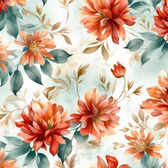 Floral pattern with watercolorinspired designs 