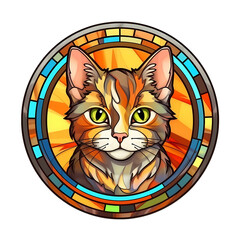 Kittens Stained Glass Design Clipart 