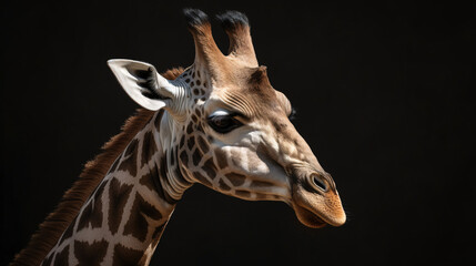 Obraz premium giraffe head close up animal wildlife neck mammal generative ai 