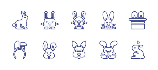 Rabbit line icon set. Editable stroke. Vector illustration. Containing rabbit, bunny, bunny ears.