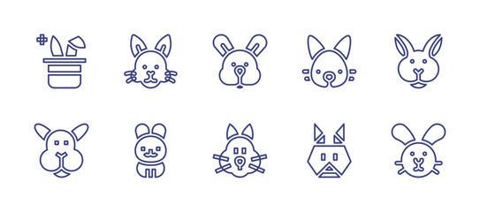 Rabbit line icon set. Editable stroke. Vector illustration. Containing rabbit, bunny, arctic hare.