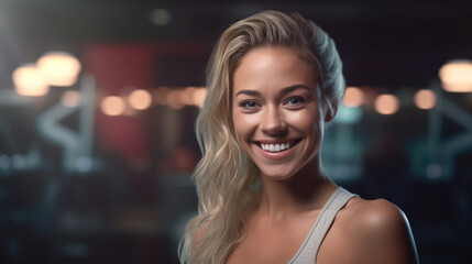 Fototapeta premium Smiling 30 year old woman at the gym