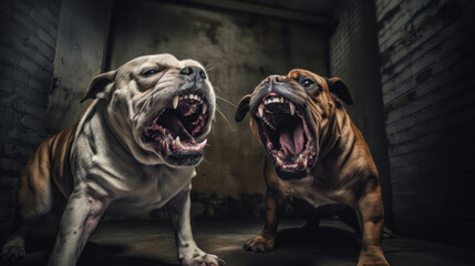 Angry and aggressive dog.