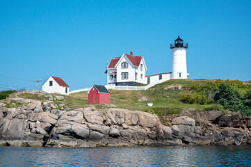 Fototapeta na wymiar Nubble Lighthouse, Cape Neddick Point, York Maine, USA.