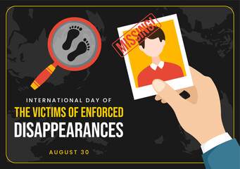 International Day of the Victims of Enforced Disappearances Vector Illustration on August 30 with Missing Person or Lost People Templates