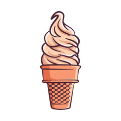 Ice cream cone vector illustration with color