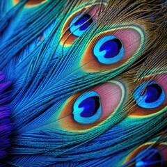 Vibrant peacock feather closeups 