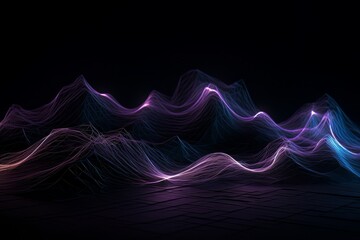 Abstract background with futuristic purple waves AI