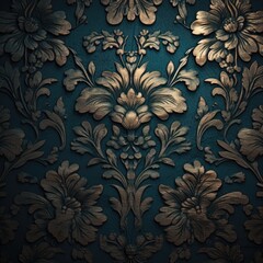 Vintage damask pattern in metallic tones 