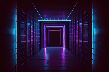 High Tech Neon Glowing Interior Background Generative AI