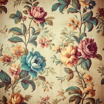 Vintage wallpaper pattern with floral motifs 