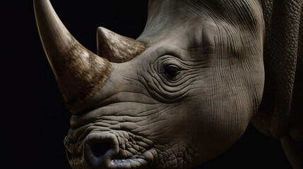 Fototapeta na wymiar rhino head close up animal mammal wildlife horn generative ai 