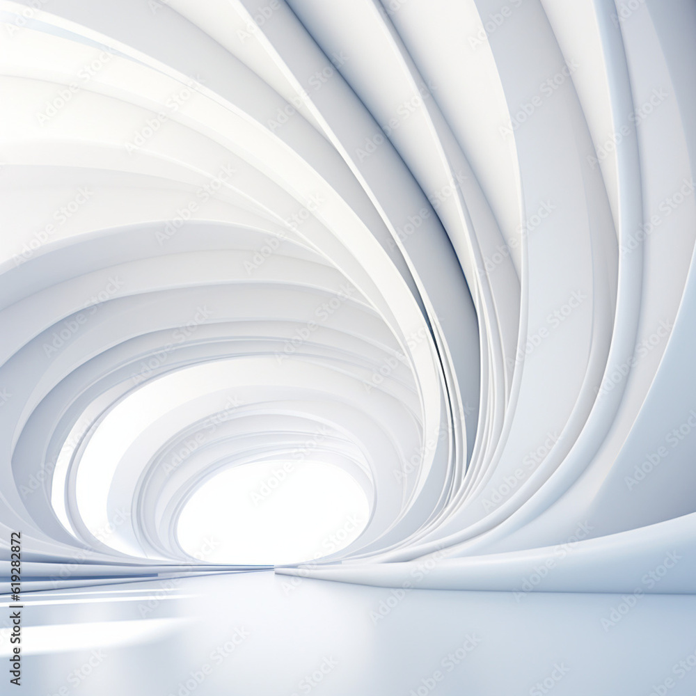 Poster white abstract architecture background. technology future futuristic building circular with generati