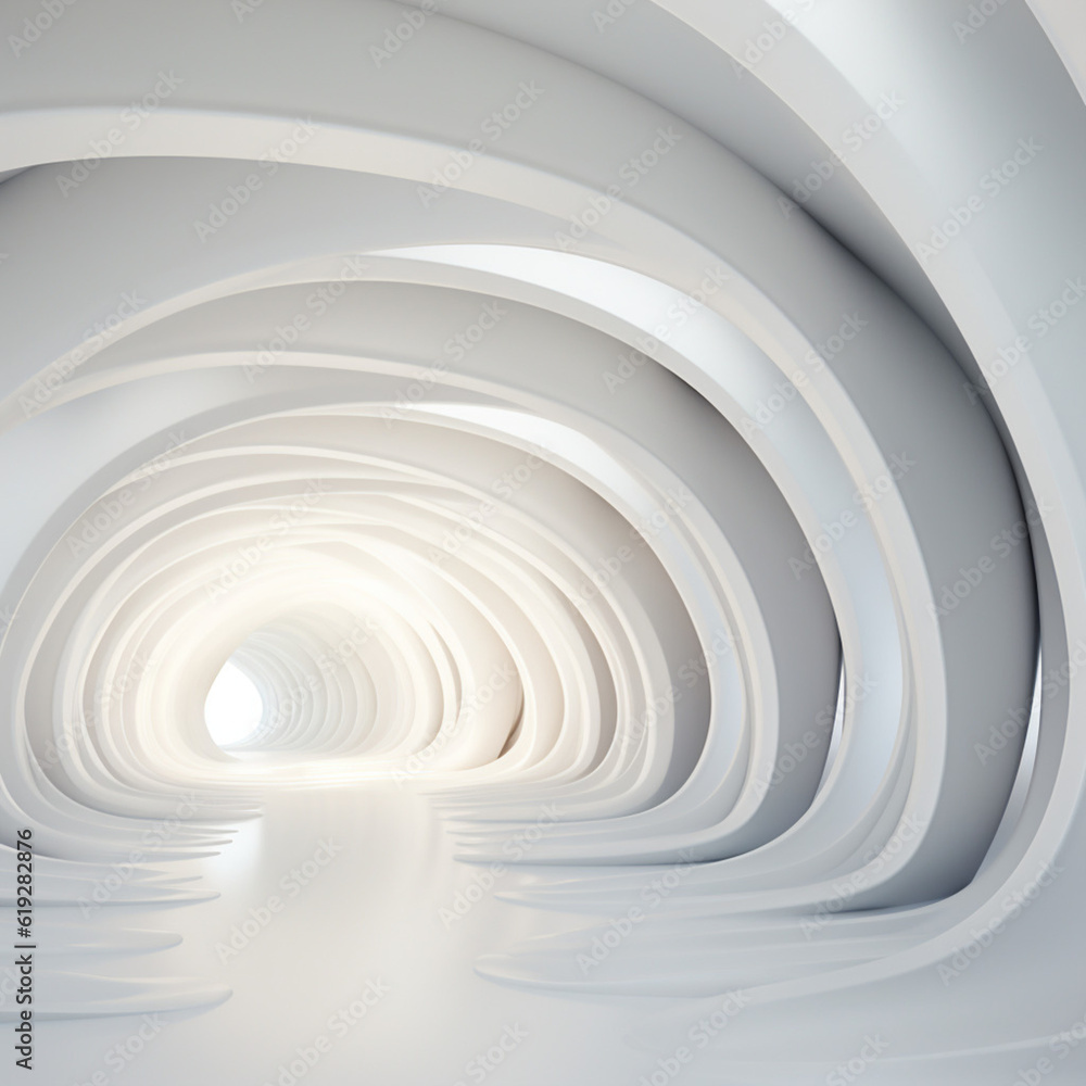 Poster white abstract architecture background. technology future futuristic building circular with generati