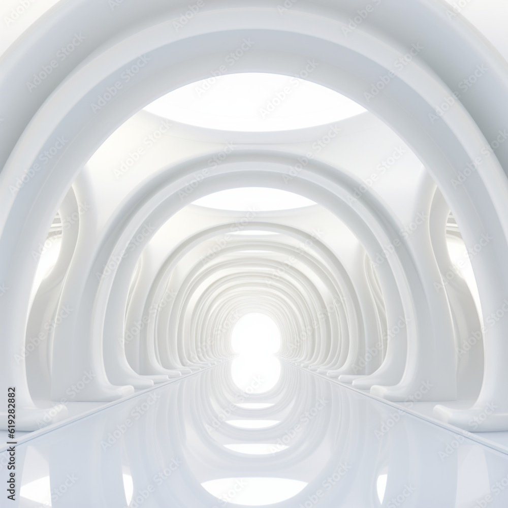 Poster white abstract architecture background. building circular with generative ai.