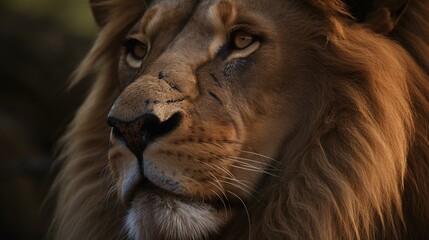 Naklejka premium close up portrait of a lion generative ai