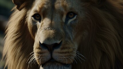 Naklejka premium close up portrait of a lion generative ai