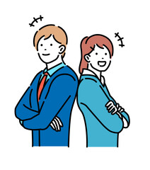 Obraz na płótnie Canvas Male and female new employees vector illustration