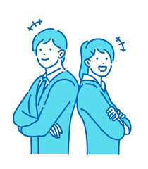Male and female new employees vector illustration