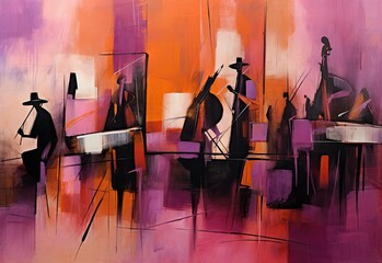 Fototapeta premium Ilustration with musicians in colorful abstract style