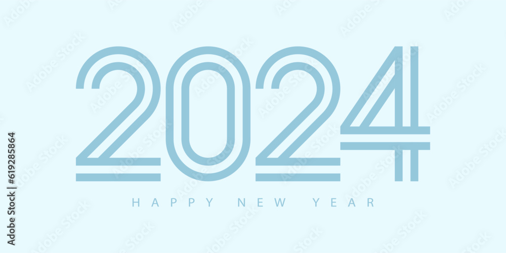 Poster 2024 happy new year. 2024 modern text vector design.