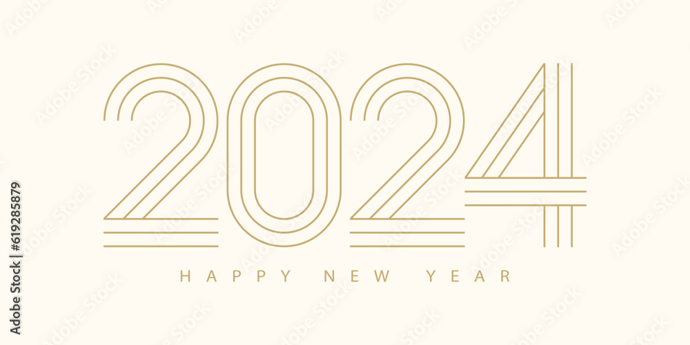 Poster 2024 happy new year. 2024 modern text vector design.
