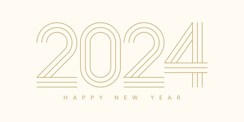 2024 Happy New Year. 2024 modern text vector design. - 619285879