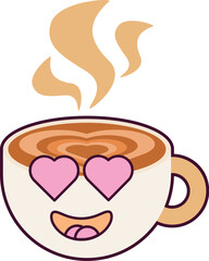 Coffee Cup in Love Smiling Character