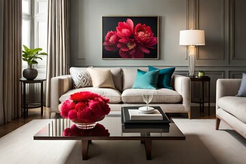 interior of a living room with a rose