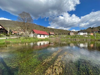 Naklejka premium The springs of the Gacka river - Tonkovic spring, Croatia (Izvori rijeke Gacke ili Vrila Gacke - Tonkovićevo vrilo ili Tonković vrilo, Sinac - Lika, Hrvatska)