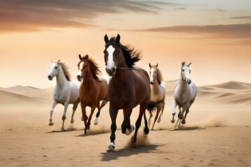 horses on the beach generate with AI tool