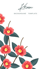 Red camellia background design vintage