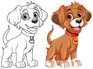 Coloring page outline of cute dog