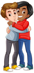 Fototapeta premium Interracial male couple cartoon character