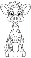 Coloring Page Outline of Cute Giraffe